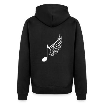 Musikalische Notenflügel - originelle Geschenkidee - Unisex Premium Bio Zip Hoodie - Schwarz - Hinten - Nico (187cm)