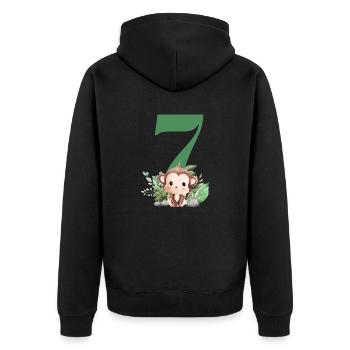 7th Birthday Monkey Safari - Unisex Premium Organic Zip Hoodie - black - Back - Nico (187cm)