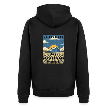 Support for Farmers #2 - Unisex Premium Organic Zip Hoodie - black - Back - Nico (187cm)