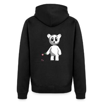 Teddy with Rose - Unisex Premium Organic Zip Hoodie - black - Back - Nico (187cm)