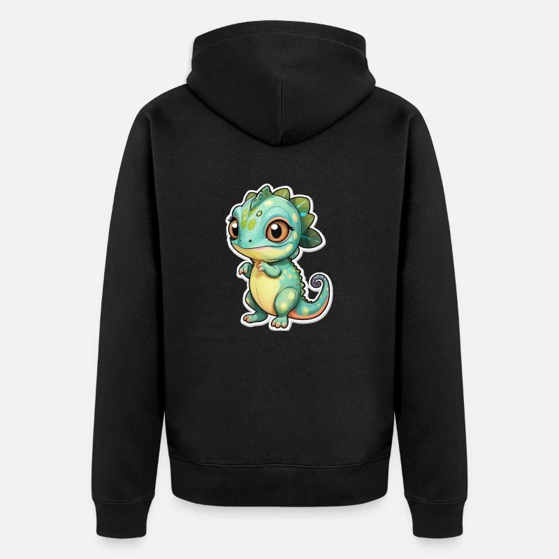 Caméléon mignon - Veste à capuche bio Premium Unisexe - noir