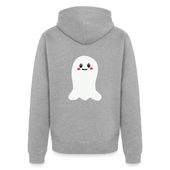 Fantôme - Veste à capuche bio Premium Unisexe - gris chiné - Dos - Nico (187cm)
