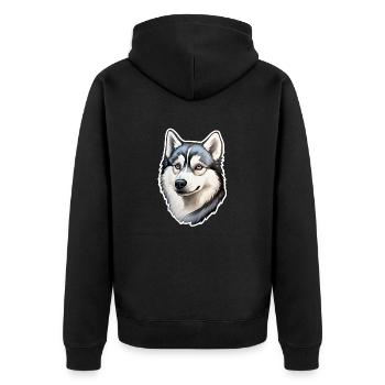 Tête de husky de Sibérie - Veste à capuche bio Premium Unisexe - noir - Dos - Nico (187cm)