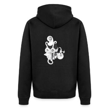 steampunk mask - Unisex Premium Bio Zip Hoodie - Schwarz - Hinten - Nico (187cm)