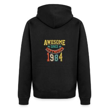 September 1984 Birthday September 1984 Gift - Unisex Premium Organic Zip Hoodie - black - Back - Nico (187cm)