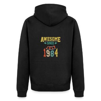 Juillet 1984 anniversaire Juillet 1984 cadeau 1984 - Veste à capuche bio Premium Unisexe - noir - Dos - Nico (187cm)