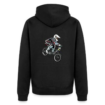 bmx race racing vtt motocross - Veste à capuche bio Premium Unisexe - noir - Dos - Nico (187cm)