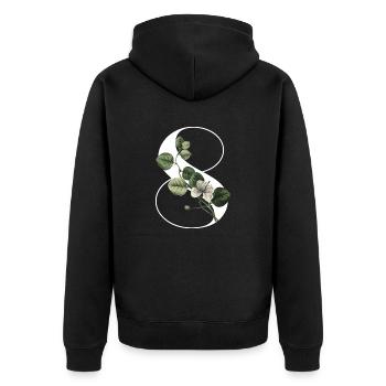 Nummer 8 Grüne Blumen - 8. Blumengeburtstag - Unisex Premium Bio Zip Hoodie - Schwarz - Hinten - Nico (187cm)