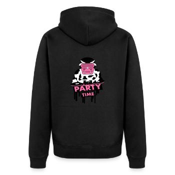 Lustige Party Time Milch Kuh Graffiti Tier Zitat - Unisex Premium Bio Zip Hoodie - Schwarz - Hinten - Nico (187cm)