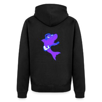 dauphin jouant de la guitare fête animal rock musique fun - Veste à capuche bio Premium Unisexe - noir - Dos - Nico (187cm)