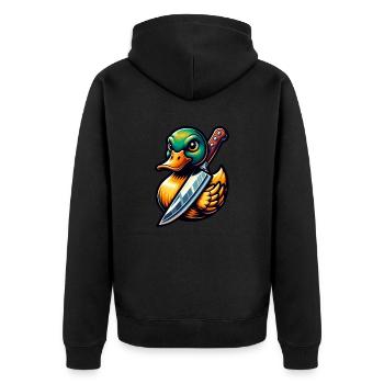 Duck with knife Halloween - Unisex Premium Organic Zip Hoodie - black - Back - Nico (187cm)