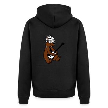 Seated Bear Brown Bear Plays Guitar Guitarist - Unisex Premium Organic Zip Hoodie - black - Back - Nico (187cm)