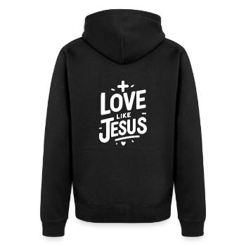Love is Jesus - Unisex Premium Organic Zip Hoodie - black - Back - Nico (187cm)