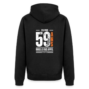59 ans / t-shirt 59 ans / idée cadeau 59 ans - Veste à capuche bio Premium Unisexe - noir - Dos - Nico (187cm)