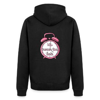 Jamais trop tard - Veste à capuche bio Premium Unisexe - noir - Dos - Nico (187cm)