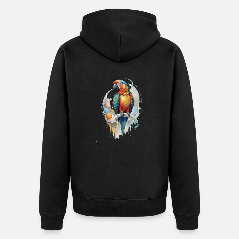Perroquet Aquarelle - Veste à capuche bio Premium Unisexe - noir