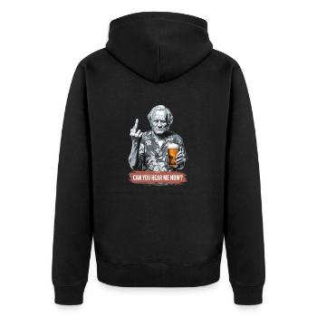 Can You Hear Me Now? - Unisex Premium Bio Zip Hoodie - Schwarz - Hinten - Nico (187cm)
