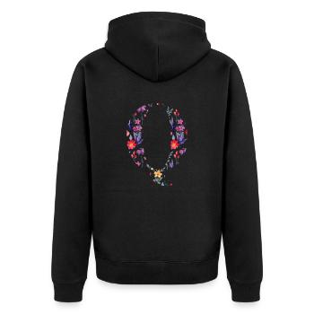 Personalized Floral Q Letter - Gift Idea - Unisex Premium Organic Zip Hoodie - black - Back - Nico (187cm)