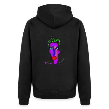 Maske neon - Unisex Premium Bio Zip Hoodie - Schwarz - Hinten - Nico (187cm)