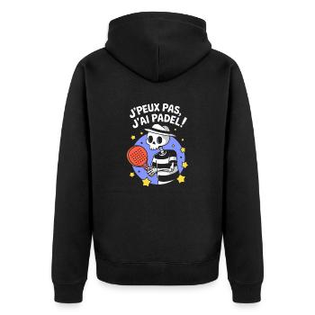 J' peux pas j'ai Padel ! - Veste à capuche bio Premium Unisexe - noir - Dos - Nico (187cm)