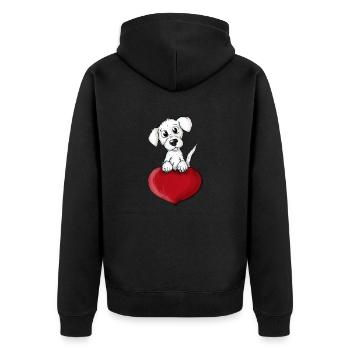 Hund Herz - Unisex Premium Bio Zip Hoodie - Schwarz - Hinten - Nico (187cm)