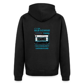 Old School Vibes – You won't understand this! - Unisex Premium Organic Zip Hoodie - black - Back - Nico (187cm)