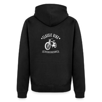 ALTES FAHRRAD RAD RADELN ALT RETRO VINTAGE MOTIV - Unisex Premium Bio Zip Hoodie - Schwarz - Hinten - Nico (187cm)