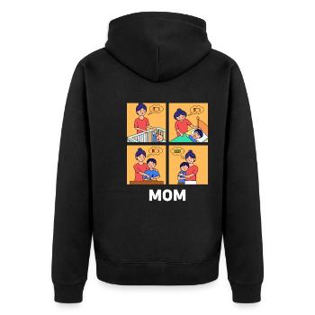 Muttertag Cartoon Design - Unisex Premium Bio Zip Hoodie - Schwarz - Hinten - Nico (187cm)