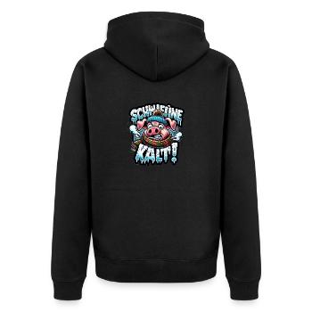 Schweinekalt - Unisex Premium Bio Zip Hoodie - Schwarz - Hinten - Nico (187cm)