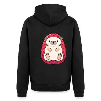 Hedgehog lychee design for hedgehog lovers - Unisex Premium Organic Zip Hoodie - black - Back - Nico (187cm)
