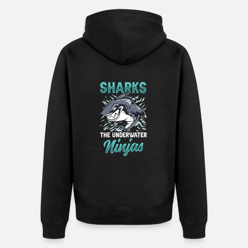 Requins les ninjas sous-marins - Veste à capuche bio Premium Unisexe - noir