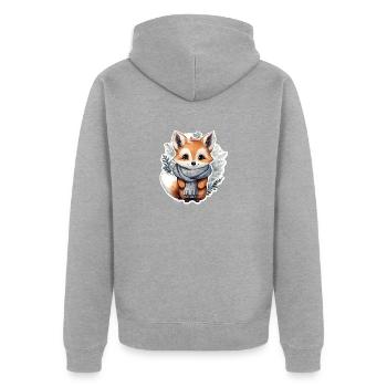 Renard d’hiver - Veste à capuche bio Premium Unisexe - gris chiné - Dos - Nico (187cm)