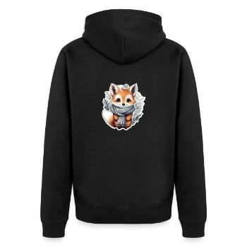 Winter Fuchs - Unisex Premium Bio Zip Hoodie - Schwarz - Hinten - Nico (187cm)