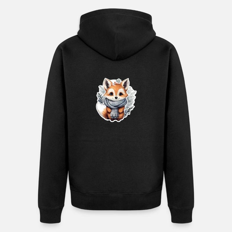 Renard d’hiver - Veste à capuche bio Premium Unisexe - noir