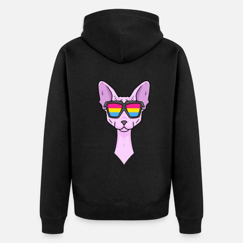 Pansexual Sphynx - Chat avec lunettes - Veste à capuche bio Premium Unisexe - noir