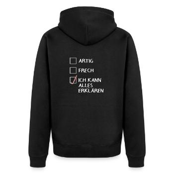 Frech Artig Kann alles erklären Weihnachten - Unisex Premium Bio Zip Hoodie - Schwarz - Hinten - Nico (187cm)