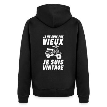 Je ne suis pas vieux - Je suis vintage - Mobylette - Veste à capuche bio Premium Unisexe - noir - Dos - Nico (187cm)