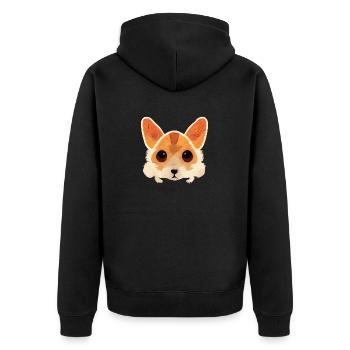 Corgi head with big eyes - Unisex Premium Organic Zip Hoodie - black - Back - Nico (187cm)