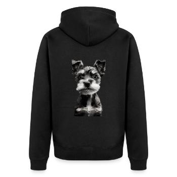 Zwergschnauzer - Unisex Premium Bio Zip Hoodie - Schwarz - Hinten - Nico (187cm)