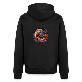 Colorful graphic nautilus design - Unisex Premium Organic Zip Hoodie - black - Back - Nico (187cm)