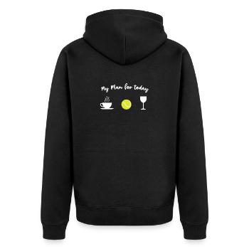 Tennis training l daily schedule - coffee tennis wine - Unisex Premium Organic Zip Hoodie - black - Back - Nico (187cm)