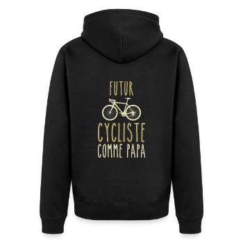 Future cyclist like dad - Unisex Premium Organic Zip Hoodie - black - Back - Nico (187cm)