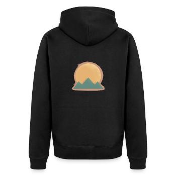 Sonne Berg Minimalistisch Landschaft Natur - Unisex Premium Bio Zip Hoodie - Schwarz - Hinten - Nico (187cm)