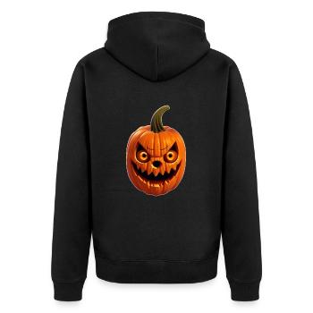 Halloween Kürbis - Unisex Premium Bio Zip Hoodie - Schwarz - Hinten - Nico (187cm)