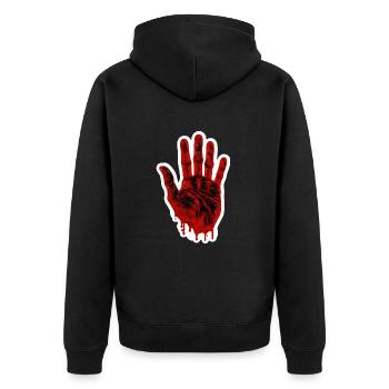 Empreinte de main sanglante d’Halloween - Veste à capuche bio Premium Unisexe - noir - Dos - Nico (187cm)