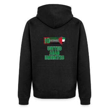 United Arab Emirates Football Team - Unisex Premium Organic Zip Hoodie - black - Back - Nico (187cm)