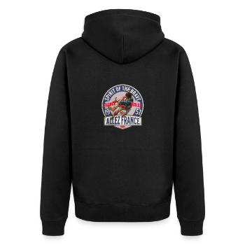 Rugby France Wales 1957 - Veste à capuche bio Premium Unisexe - noir - Dos - Nico (187cm)
