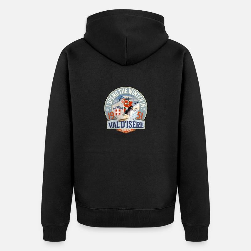 I spend the winter in Val d Isère - Veste à capuche bio Premium Unisexe - noir
