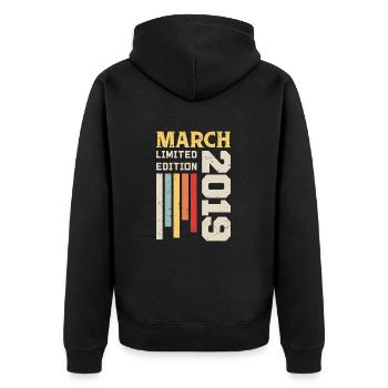 March 2019 - Birthday gift March 2019 March - Unisex Premium Organic Zip Hoodie - black - Back - Nico (187cm)