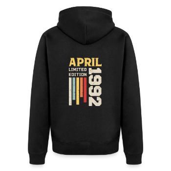 April 1992 - Birthday gift April 1992 April - Unisex Premium Organic Zip Hoodie - black - Back - Nico (187cm)